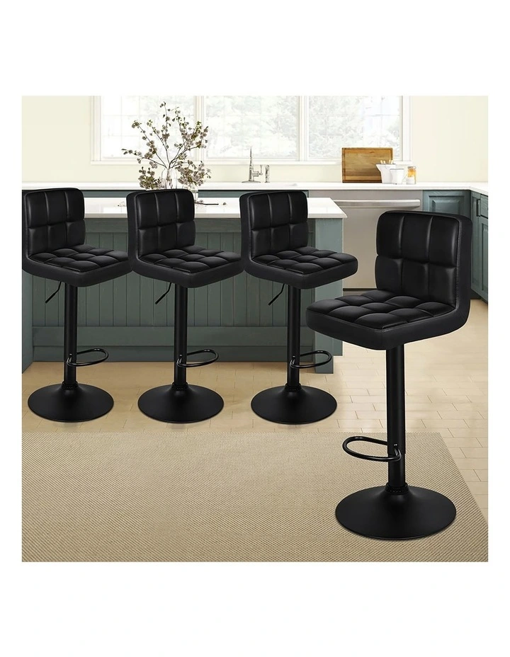 Bar Stools L Shape Leather All Black Ralph x4 image 2