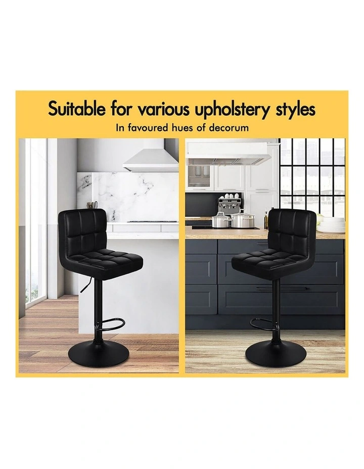 Bar Stools L Shape Leather All Black Ralph x4 image 3
