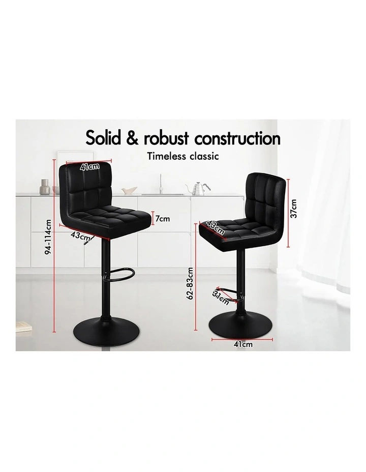Bar Stools L Shape Leather All Black Ralph x4 image 7