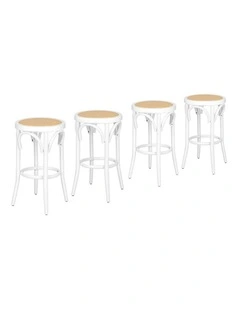 Bar Stools Sets of 4 Rattan Mesh Seat White