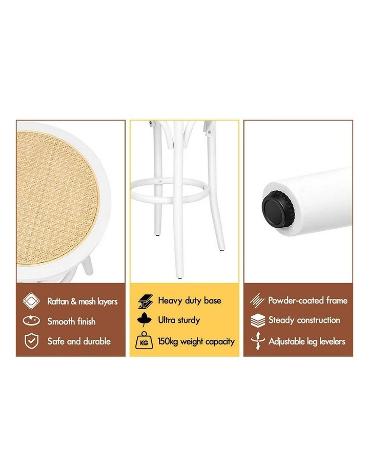 Bar Stools Sets of 4 Rattan Mesh Seat White image 4