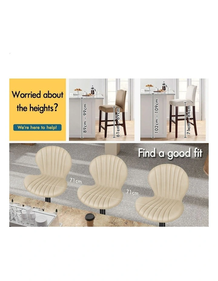 4x Bar Stools Gas Lift Air Leather Bar Chairs Kitchen Swivel BEIGE image 3