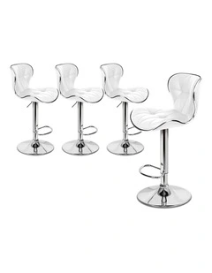 Bar Stools Triangle Motif White Luna x4