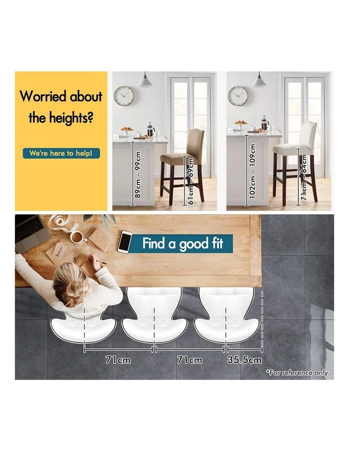 Bar Stools Triangle Motif White Luna x4 image 3