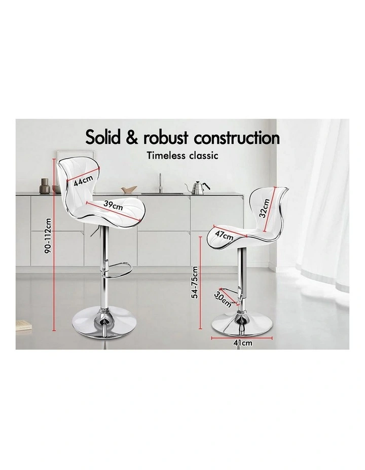 Bar Stools Triangle Motif White Luna x4 image 7