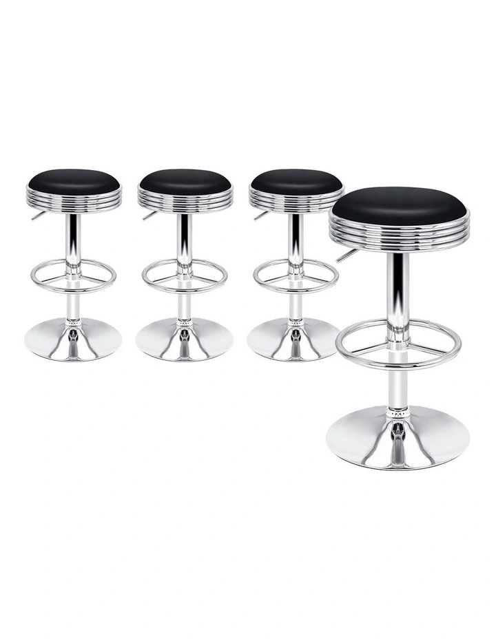 Bar Stools Backless Swivel Silver & Black Sade x4 image 1
