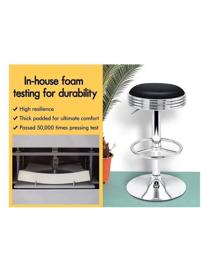 Bar Stools Backless Swivel Silver & Black Sade x4 image 4