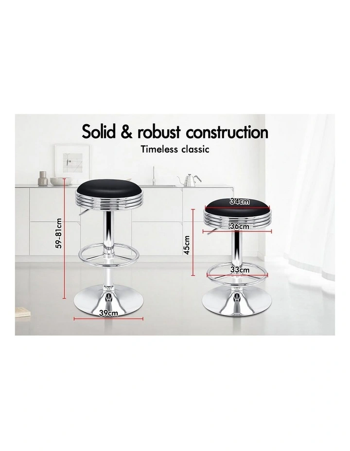 Bar Stools Backless Swivel Silver & Black Sade x4 image 5