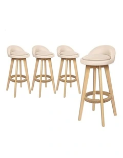 Bar Stools Wooden Beige X4