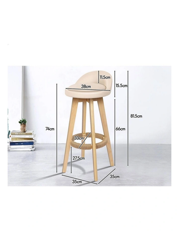 Bar Stools Wooden Beige X4 image 2