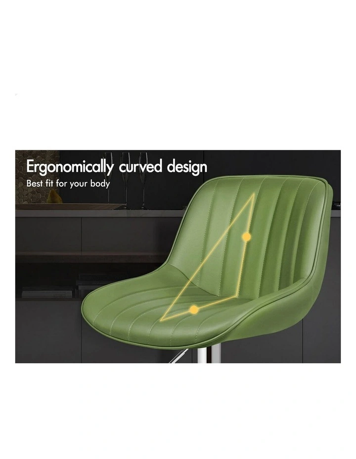 4x Bar Stools Gas Lift Leather Bar Chairs Kitchen Swivel Avocado Green image 5