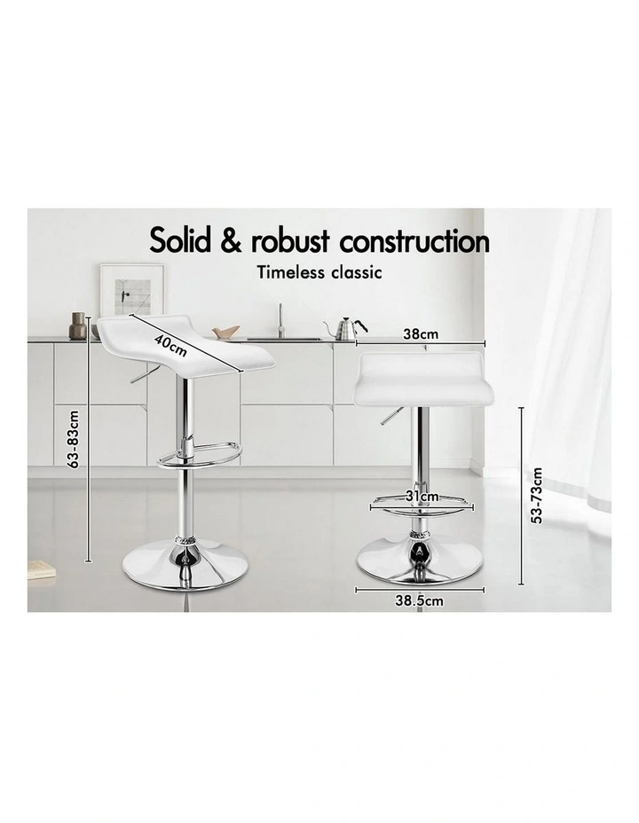 Bar Stools Kitchen Swivel White Saxton x4 image 2