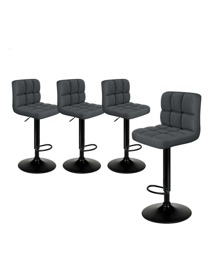 Bar Stools Fabric Kitchen x4 in Grey Black image 1