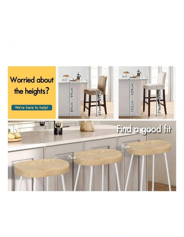 4x Bar Stools 75cm Tractor Kitchen Wooden Vintage Chair White image 2