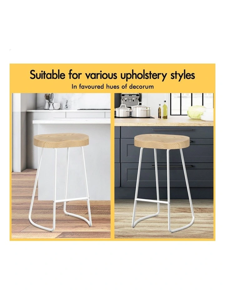 4x Bar Stools 75cm Tractor Kitchen Wooden Vintage Chair White image 7