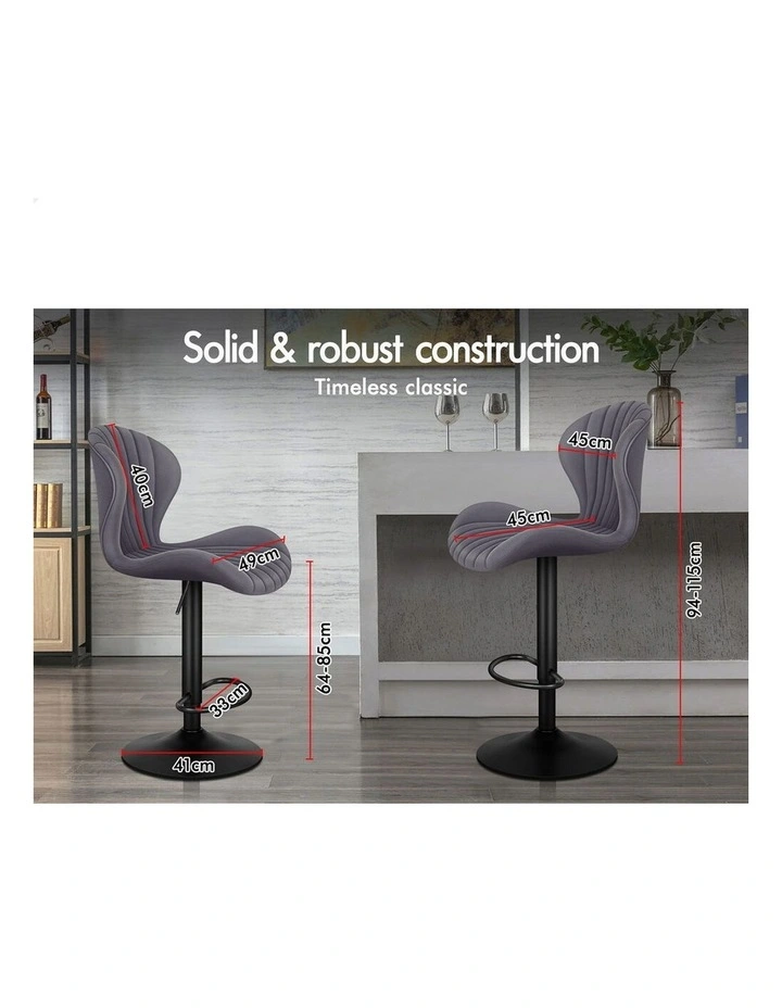 4x Bar Stools Gas Lift Air Leather Bar Chairs Kitchen Swivel GREY image 2