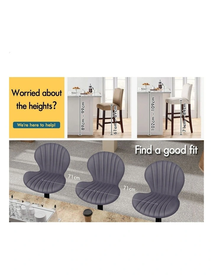 4x Bar Stools Gas Lift Air Leather Bar Chairs Kitchen Swivel GREY image 6