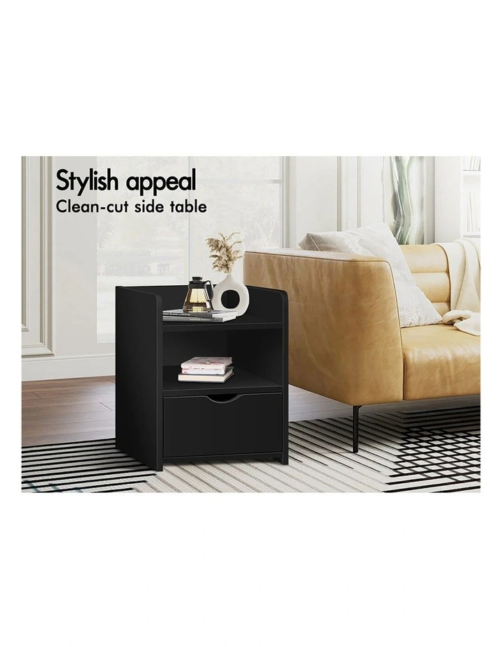 Bedside Table Open Shelf Black image 3