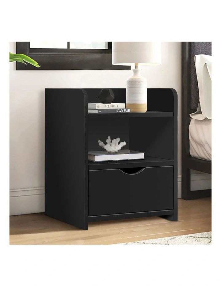 Bedside Table Open Shelf Black image 5