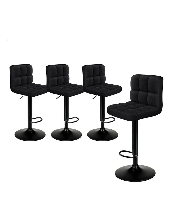 Bar Stools Fabric Kitchen x4 in Black image 1