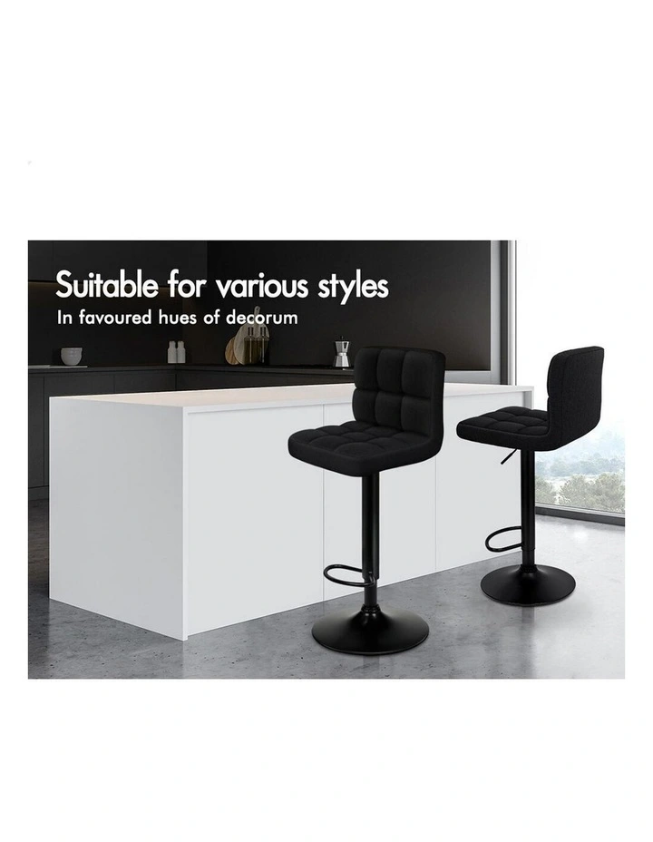 Bar Stools Fabric Kitchen x4 in Black image 5