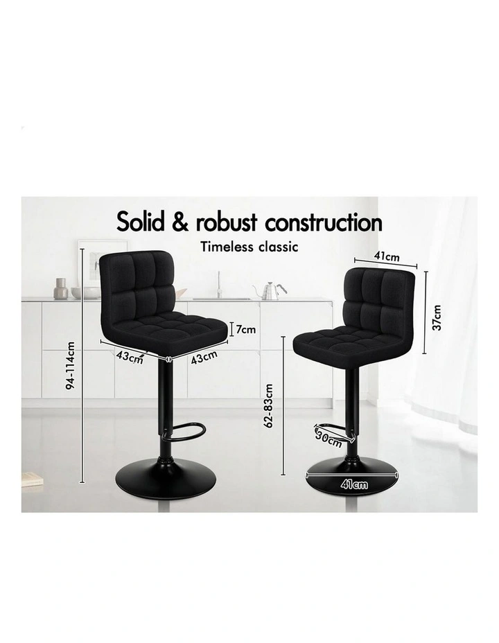 Bar Stools Fabric Kitchen x4 in Black image 7
