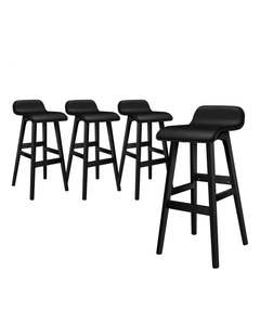 Bar Stools Wooden All Black X4