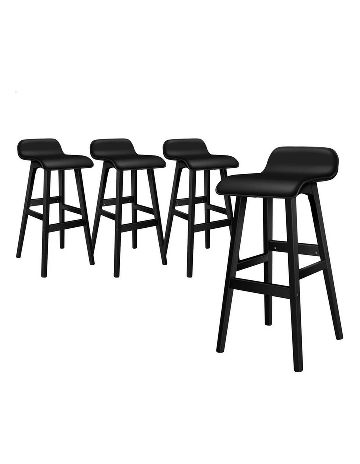 Bar Stools Wooden All Black X4 image 1