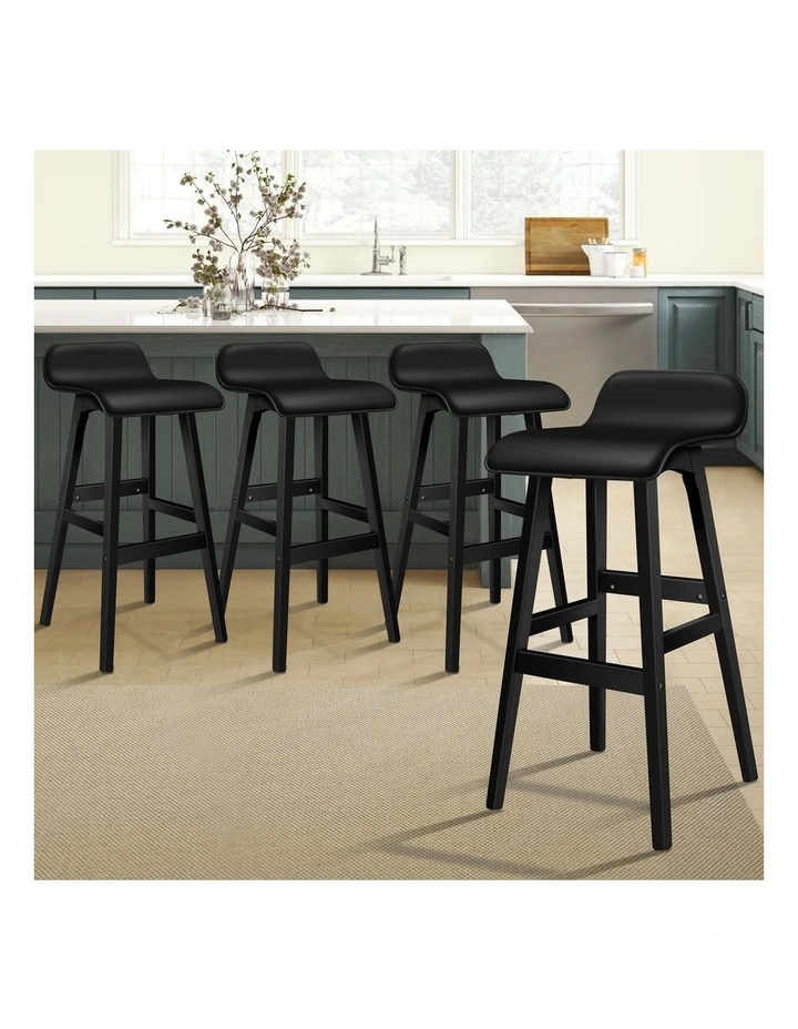 Bar Stools Wooden All Black X4 image 3