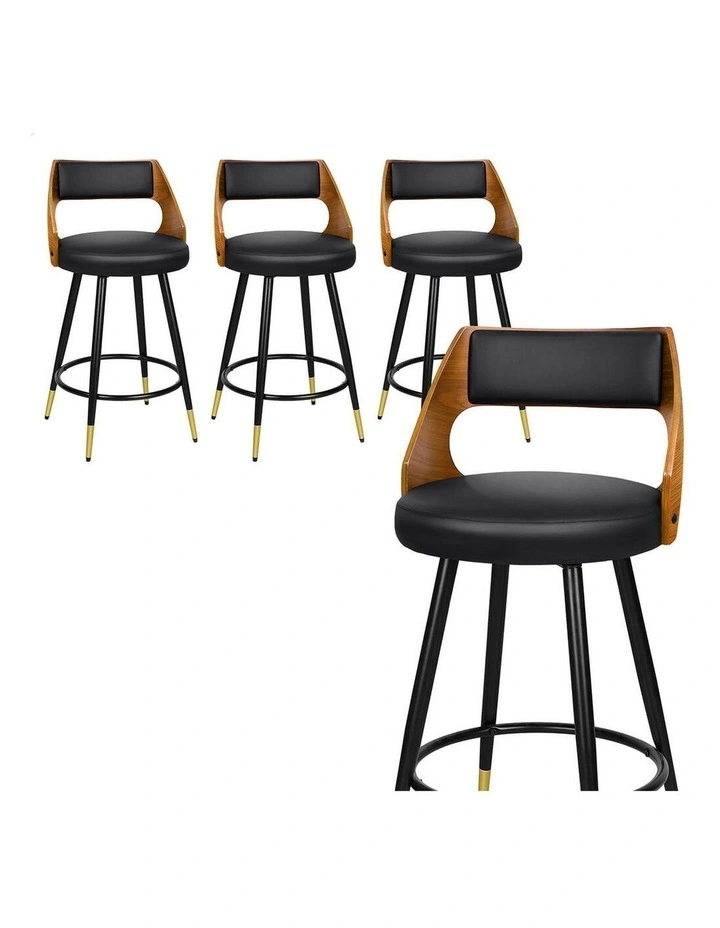 4x Swivel Bar Stools Morgan Kitchen Wooden Dining Chair Black image 1