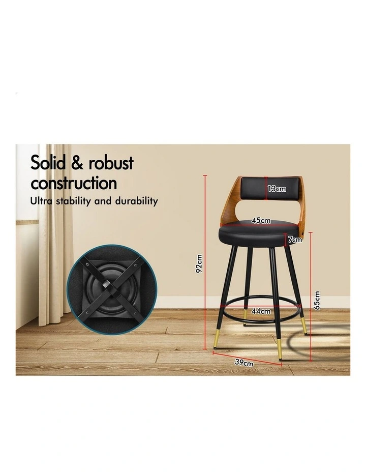4x Swivel Bar Stools Morgan Kitchen Wooden Dining Chair Black image 2