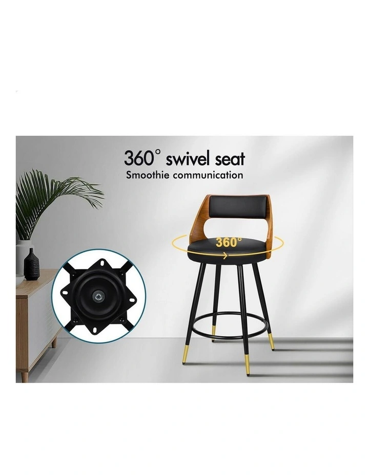 4x Swivel Bar Stools Morgan Kitchen Wooden Dining Chair Black image 3