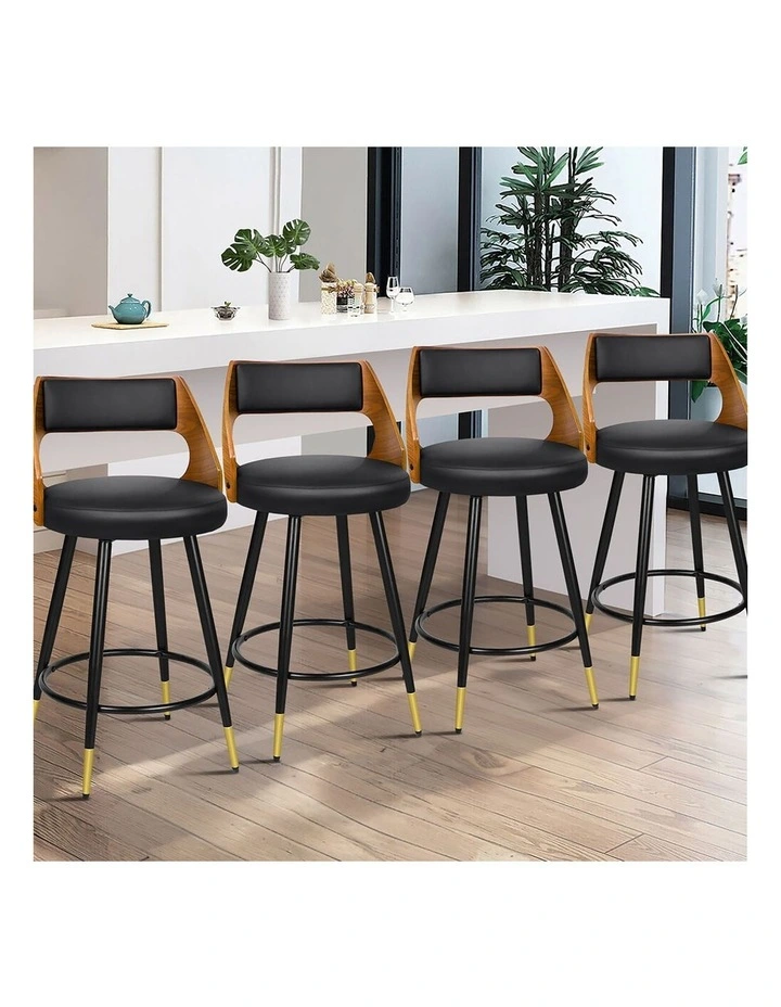 4x Swivel Bar Stools Morgan Kitchen Wooden Dining Chair Black image 5