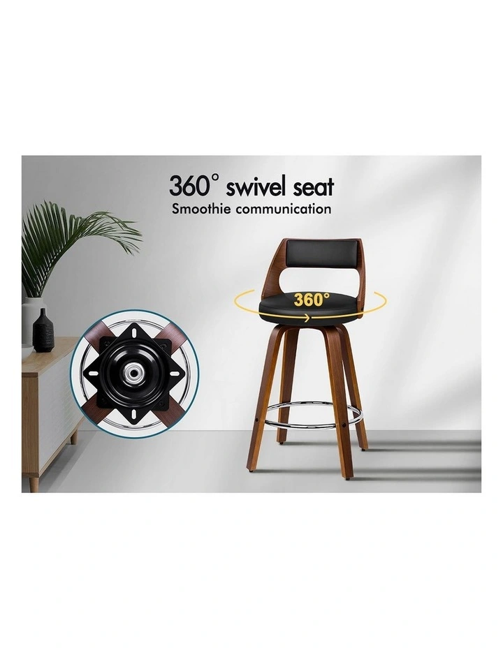 Bar Stools  Swivel Leather Dining Chair x4 in Black image 4