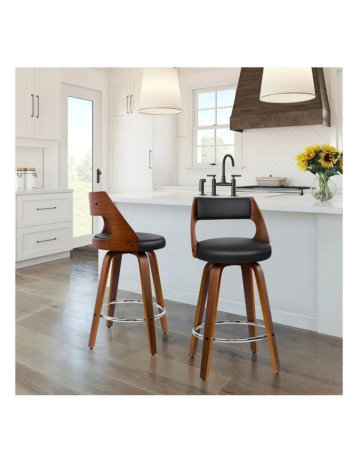 Bar Stools  Swivel Leather Dining Chair x4 in Black image 6