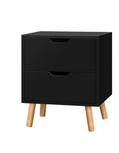 Bedside Table Nightstand Side Table 2 Drawers Black