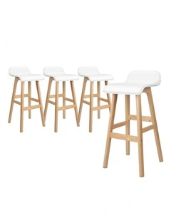 Bar Stools Wooden White X4