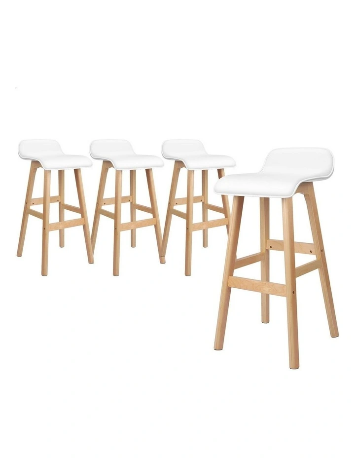Bar Stools Wooden White X4 image 1