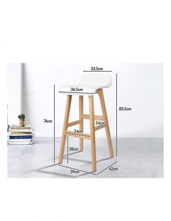 Bar Stools Wooden White X4 image 3