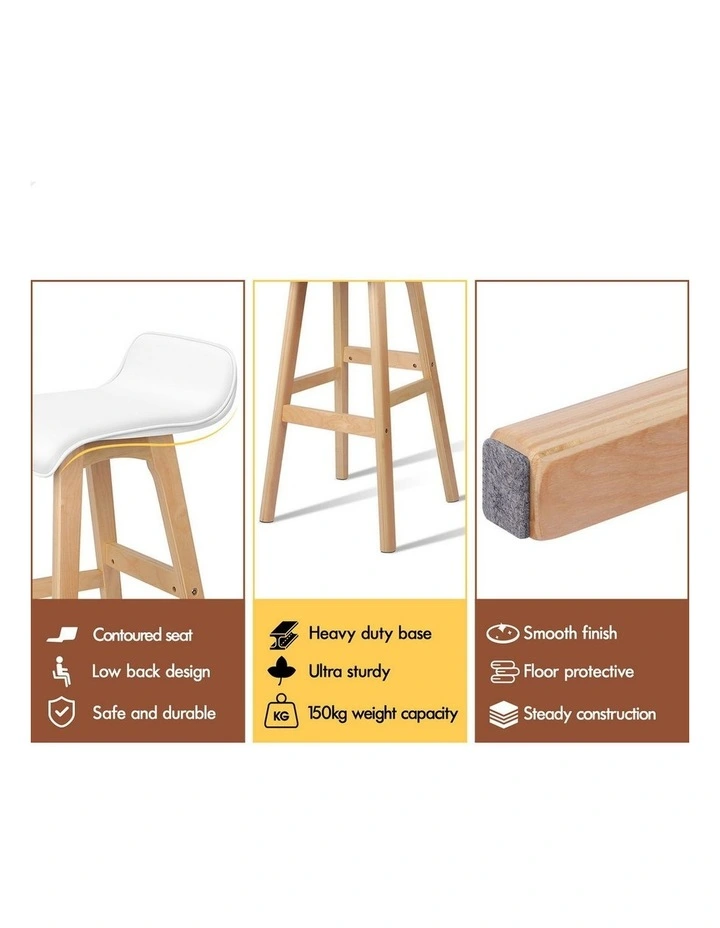 Bar Stools Wooden White X4 image 5