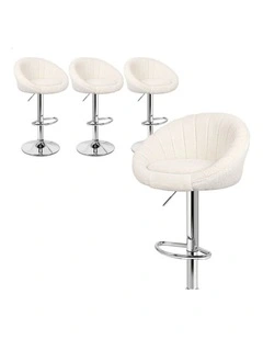 4x Bar Stools Gas Lift Sherpa Bar Chairs Kitchen Swivel Susan BEIGE