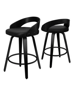 Set of 4 Caden Kitchen Wooden Bar Stools (ALL BLACK)