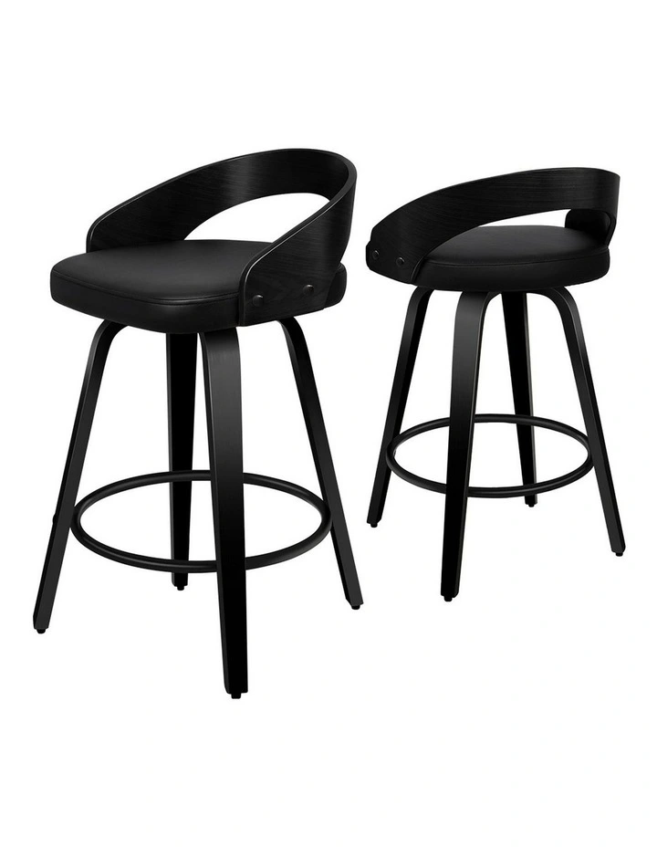 Set of 4 Caden Kitchen Wooden Bar Stools (ALL BLACK) image 1