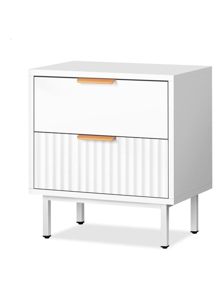 Bedside Table Nightstand 2 Drawers Side Storage Cabinet White image 1