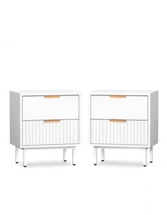2 Bedside Table Nightstand 2 Drawers Side Storage Cabinet White