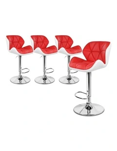 Bar Stools Rhombus Motif Stools Red & White Willa x4