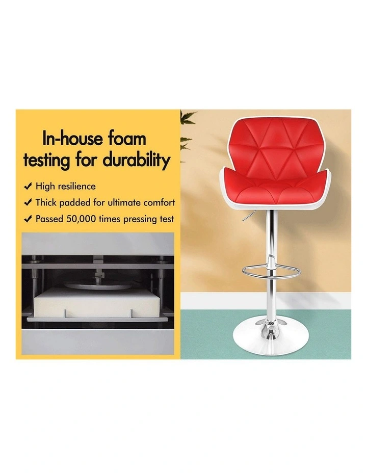Bar Stools Rhombus Motif Stools Red & White Willa x4 image 6