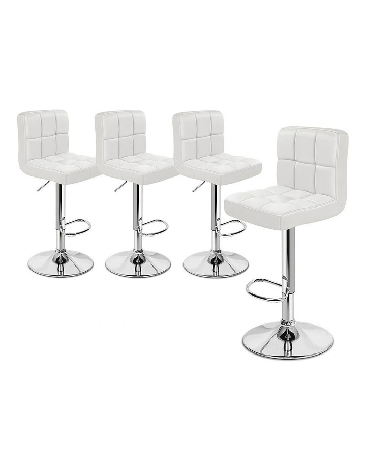 Leather Kitchen Bar Stools x4 in White image 1