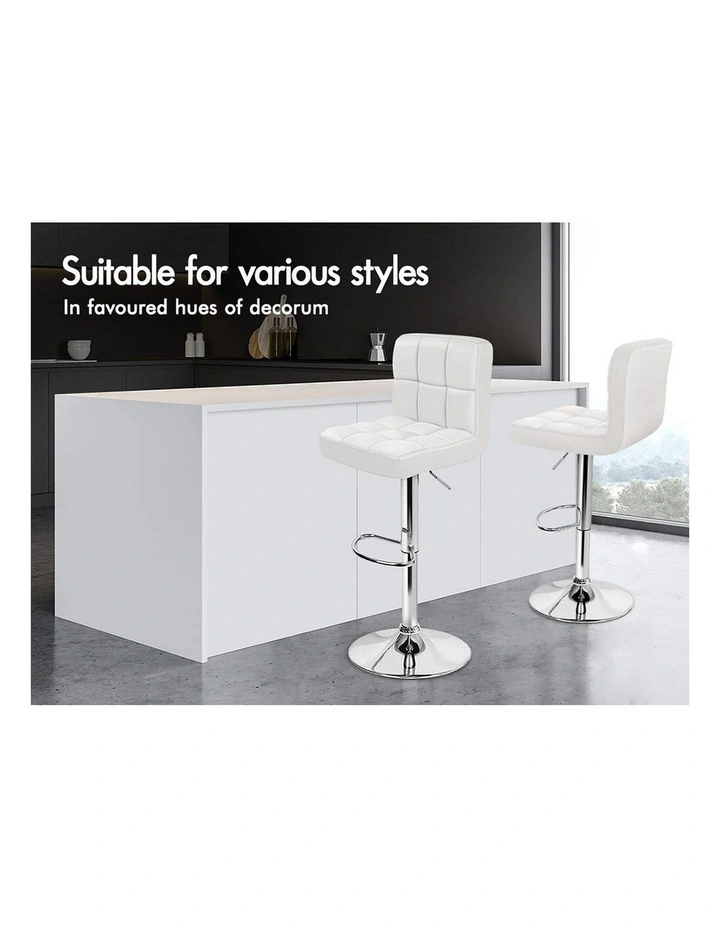 Leather Kitchen Bar Stools x4 in White image 3