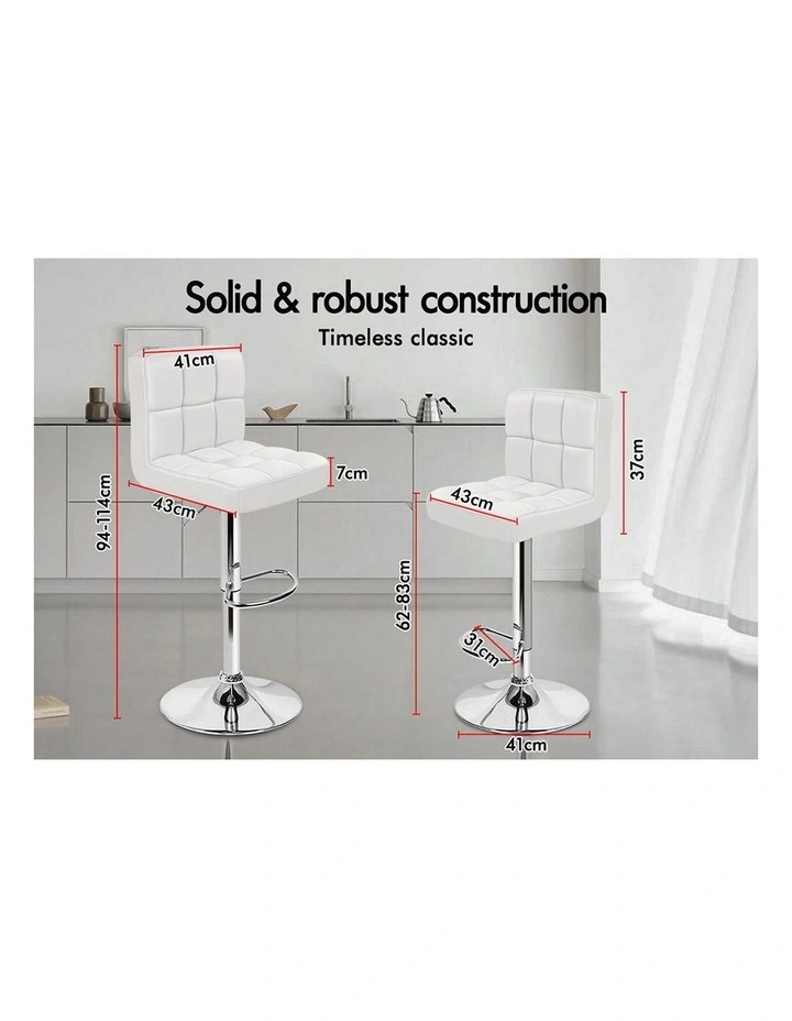 Leather Kitchen Bar Stools x4 in White image 7